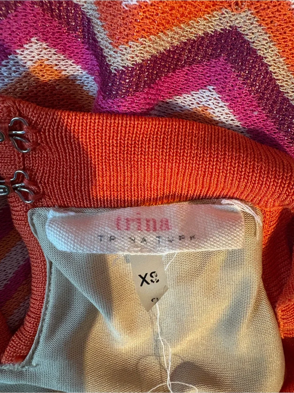 Trina Turk Chevron Knit Skater Dress in Pink and Orange